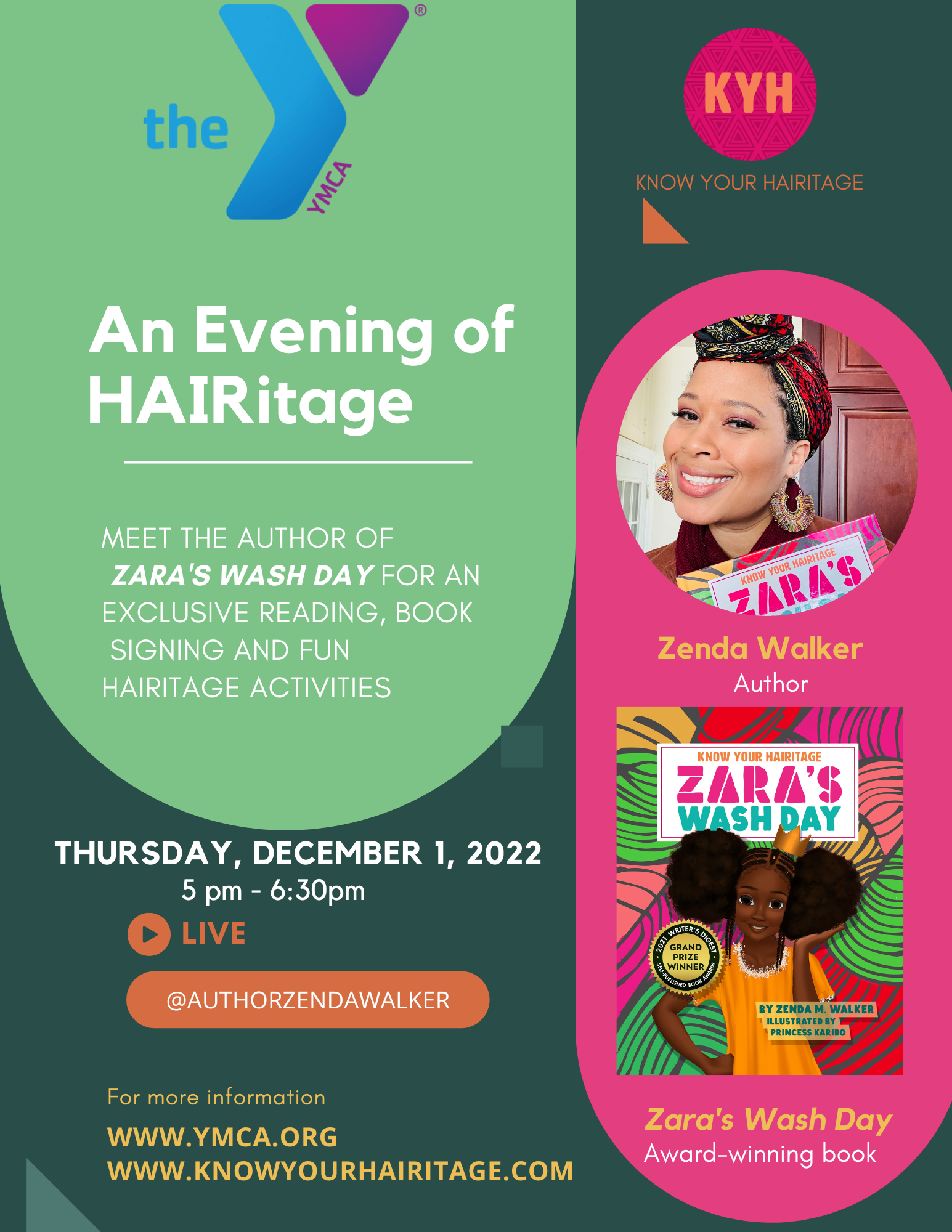 Meet the author of Zara's Wash Day for an evening of Hairitage storytelling and fun activities!